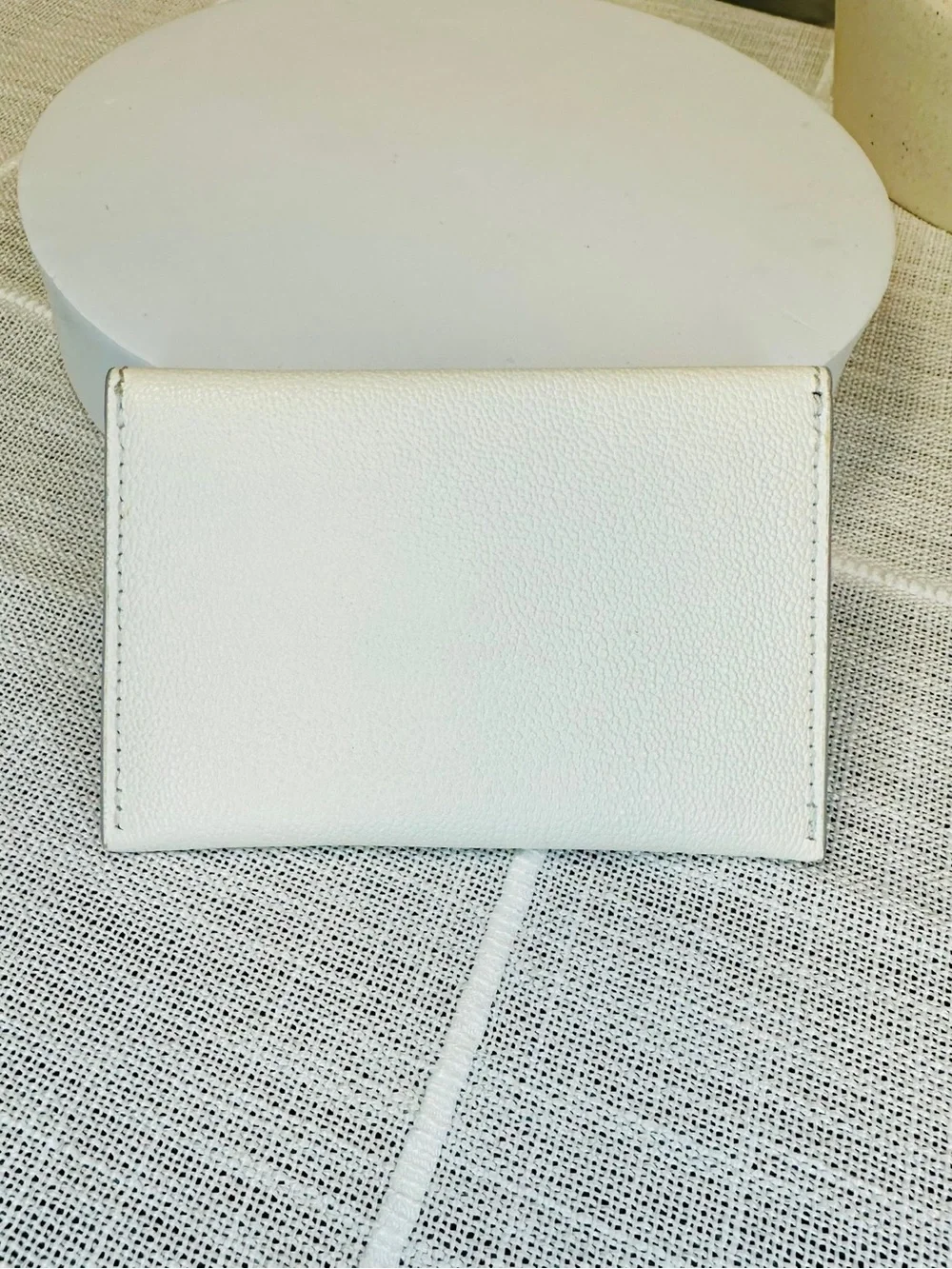 Alexander McQueen White Leather Envelope Card Wallet with Silver Logo